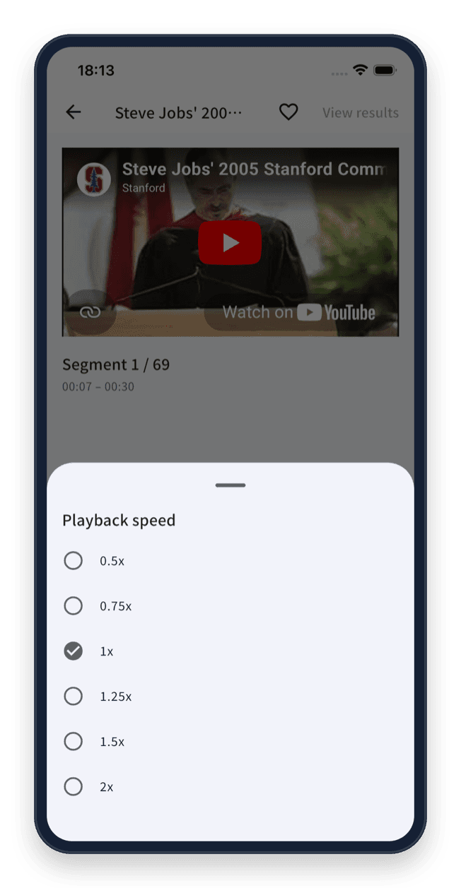 Playback speed settings